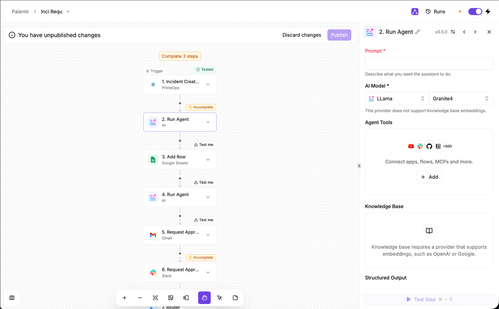 Screenshot of the visual automation builder in PrimeOps